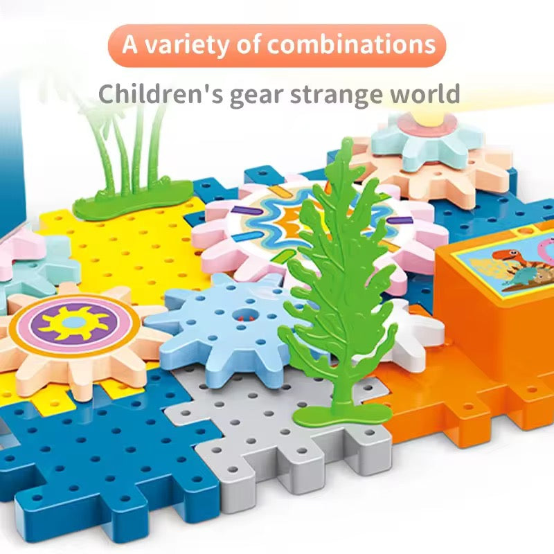 Dinosaur Gear Building Set – 37 Pcs Electric Rotating Toy
