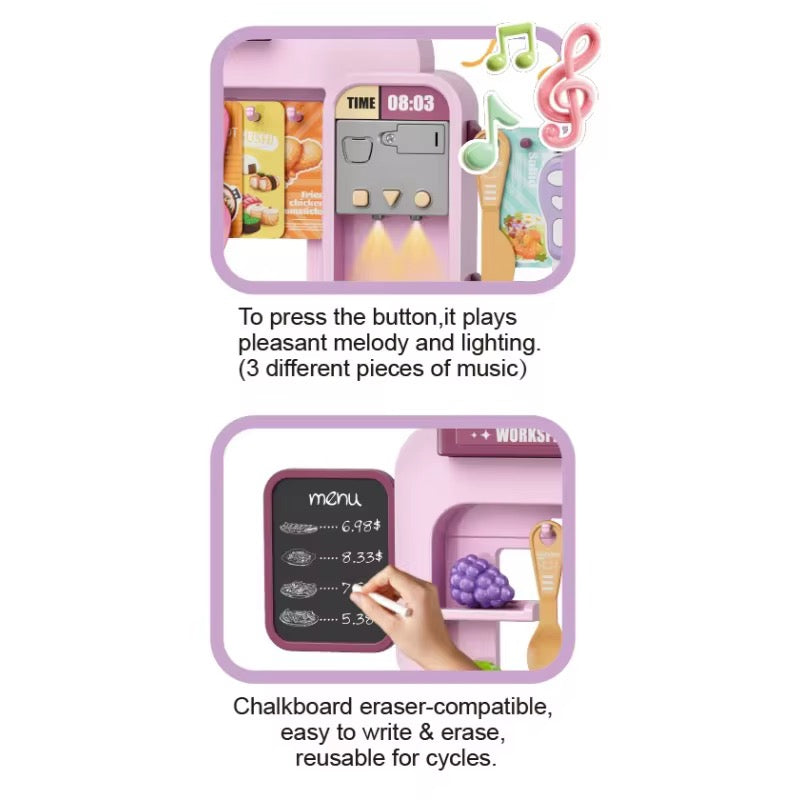 68Pcs DIY Pretend Play Kids Kitchen Cooking Counter Set!