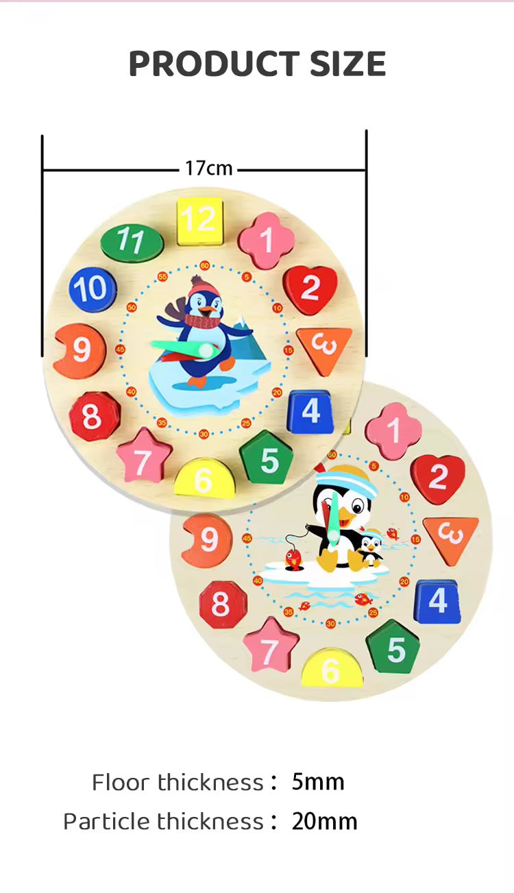 Wooden Colorful Digital Clock Toy – Montessori Math Learning Game