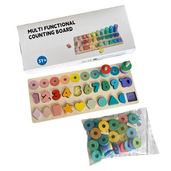 Montessori Wooden Multifunctional Busy Board with Puzzle Early Education Toy