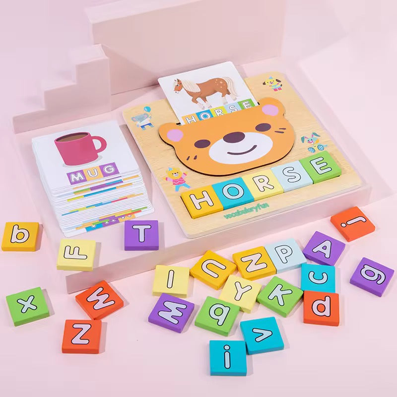Wooden Spelling Game Toy – Educational Alphabet &Number Puzzle for Kids
