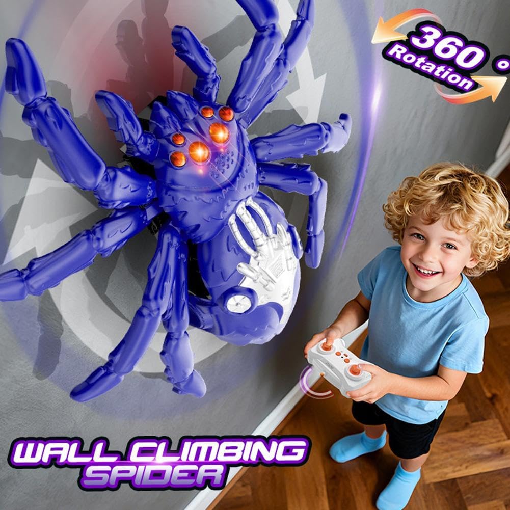 Wall Climbing RC Spider – 360° Rotating Remote Control Gravity-Defying Toy