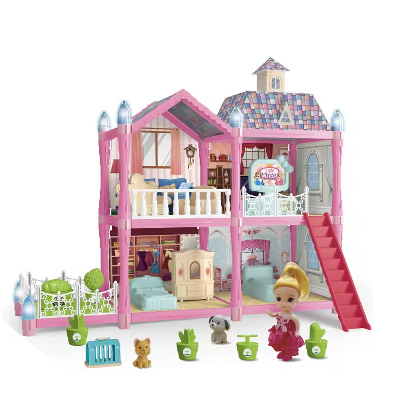 Modern Princess Castle Villa Doll House – 115-Piece Set