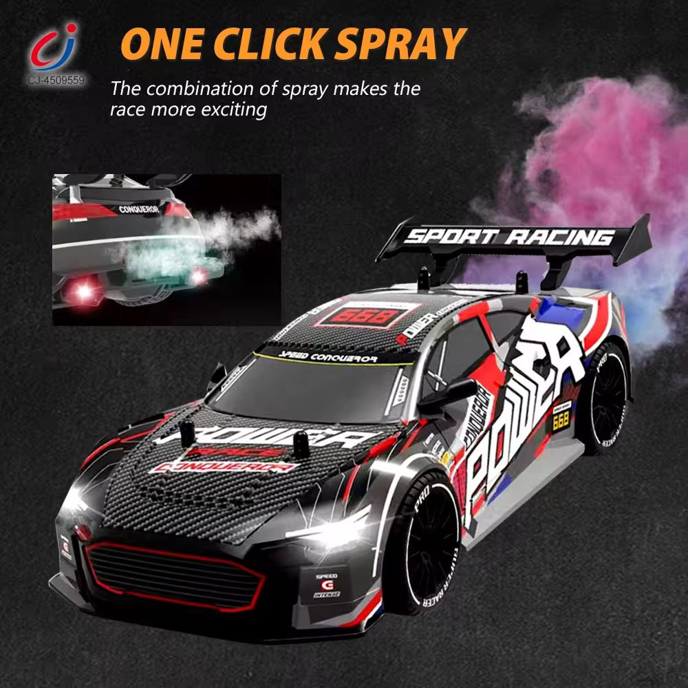 RC Sports Drift Car with Lights & Water Spray – 2.4G Racing Car for Kids