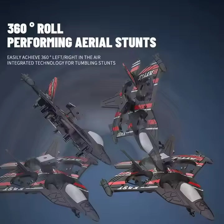 RC Jet Drone Fighter Stunt Plane – 6-Channel Remote Control Aircraft with Lights & 360° Flip