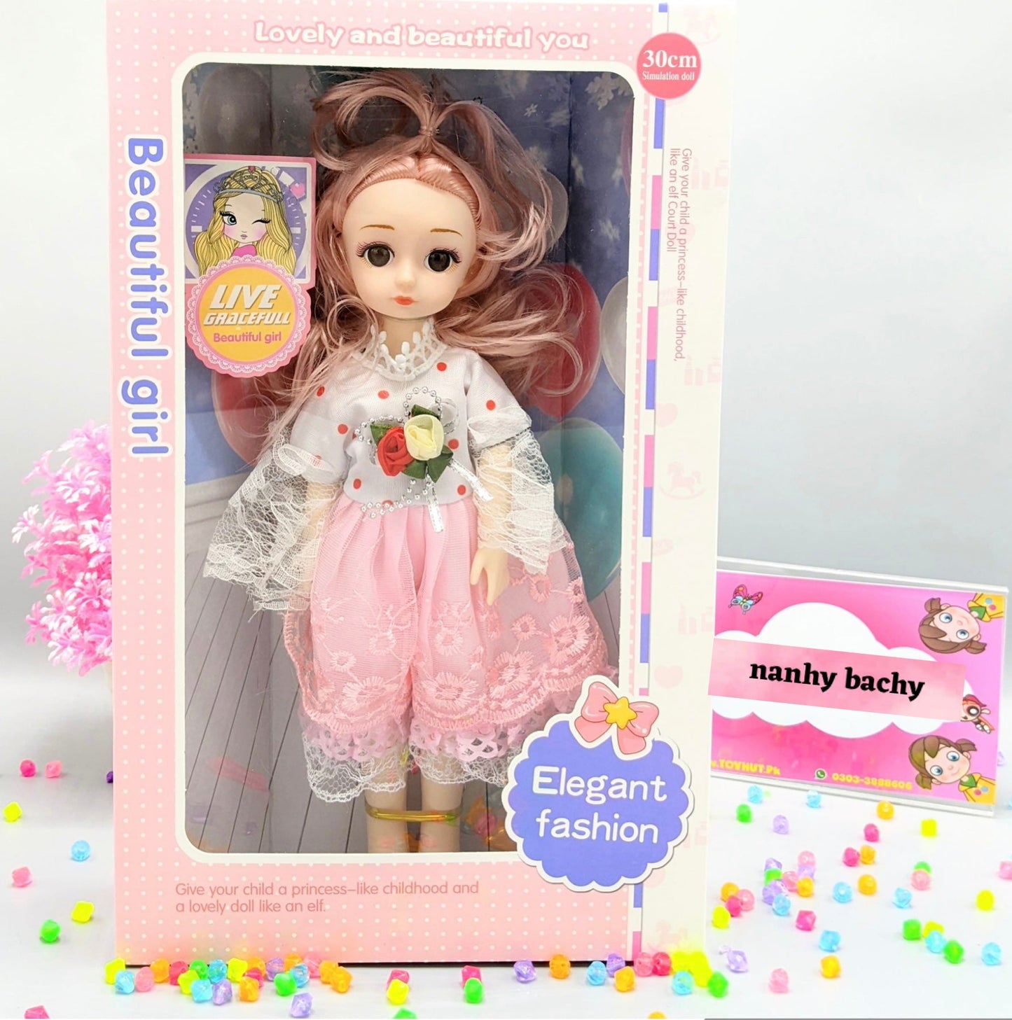 cute princess doll with brush & mirror set
