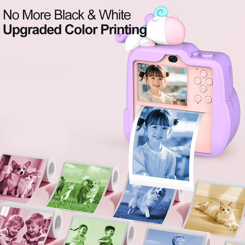 Kids Instant Print Digital Camera with colourful print – 1080P Video, Photo Printing, Music Games