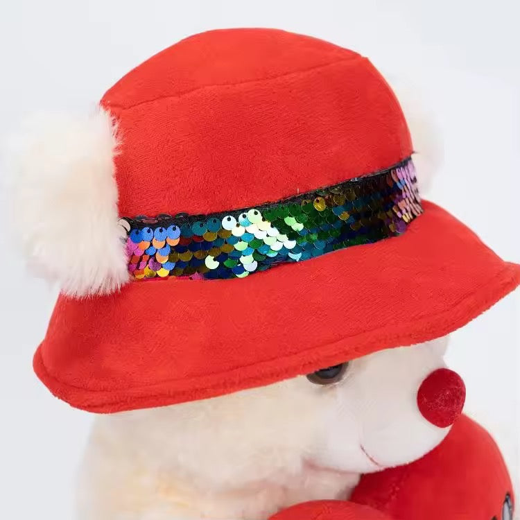 Soft Teddy Bear with Love Heart & Cap – 35cm