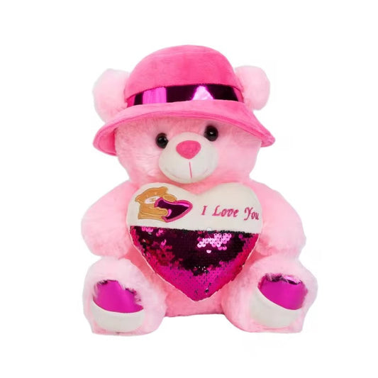 Soft Teddy Bear with Love Heart & Cap – 35cm