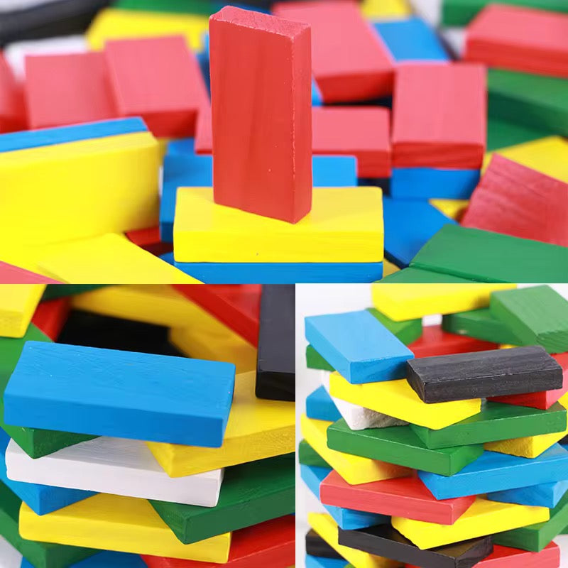 50pcs Wooden Domino Blocks – Colorful Set