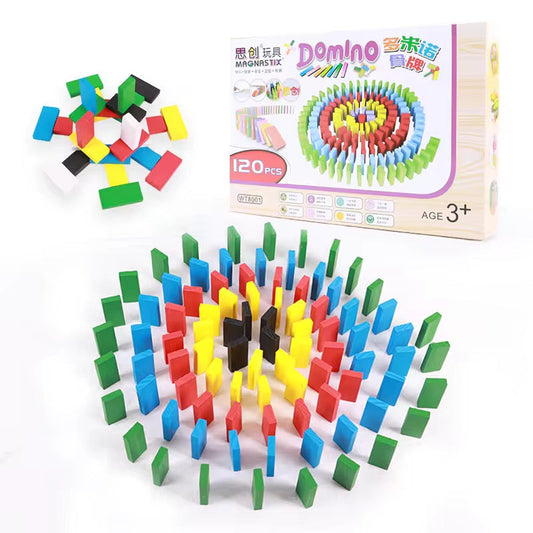 50pcs Wooden Domino Blocks – Colorful Set