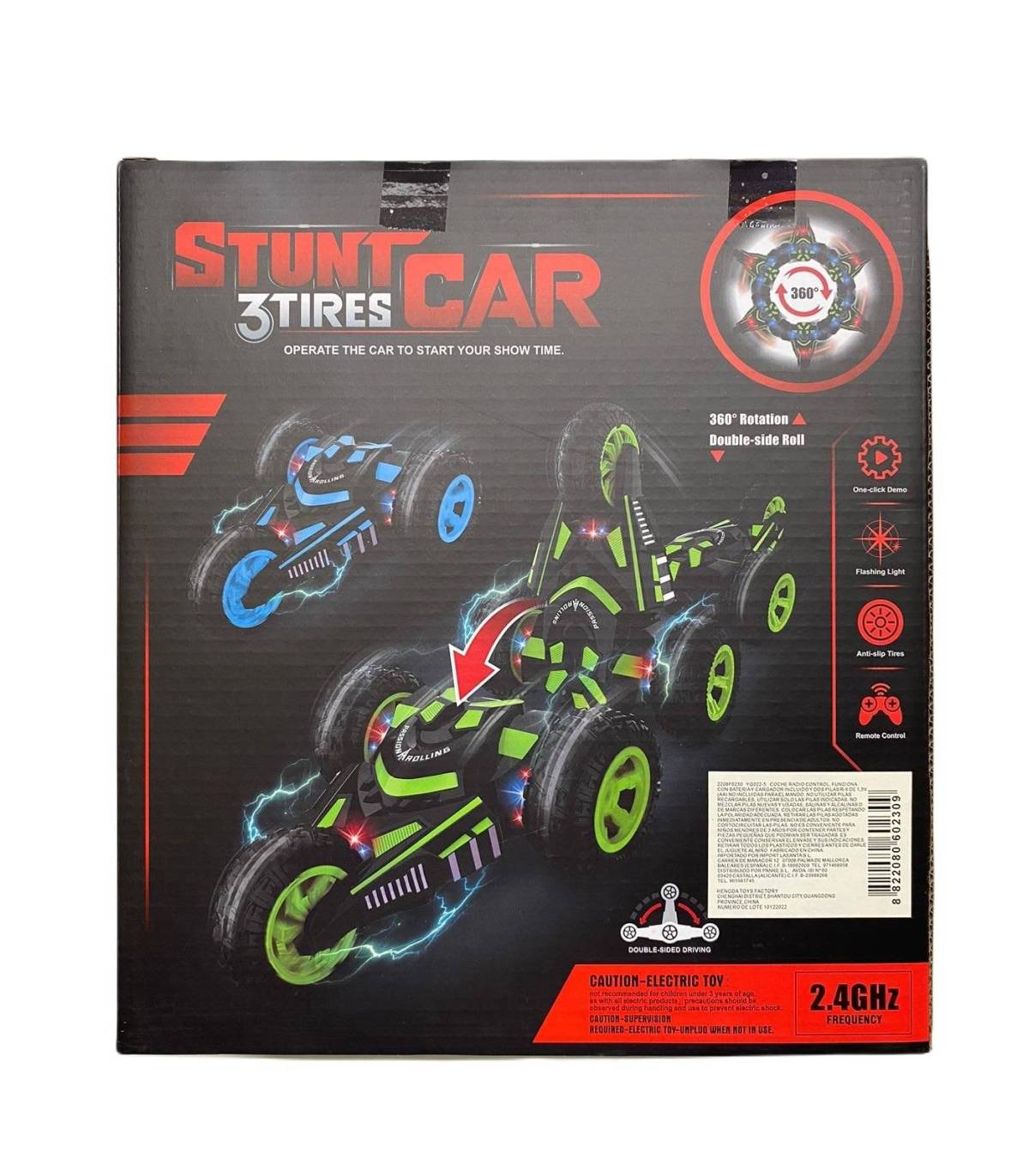 2.4Hhz Remote Control Car with 3 Tires 5CH Roll Stunt Car, 360° Rolling drift off-road dump truck toy, Best Gift for Boys