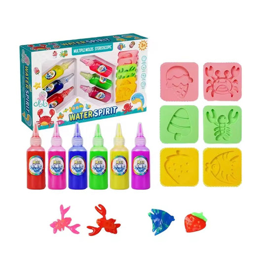 Magic Water Gel Toy Kit for Kids – 3 Bottles & 2 Fun Molds!