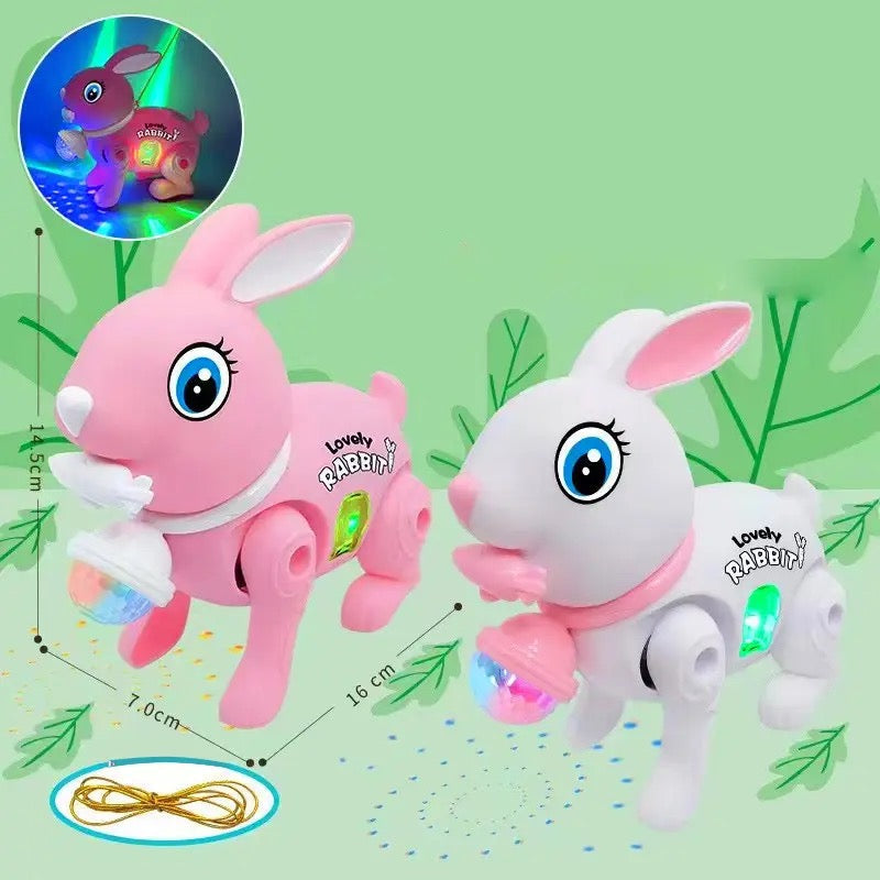 Electric Bunny Rabbit Walking Toy with Lights and Music