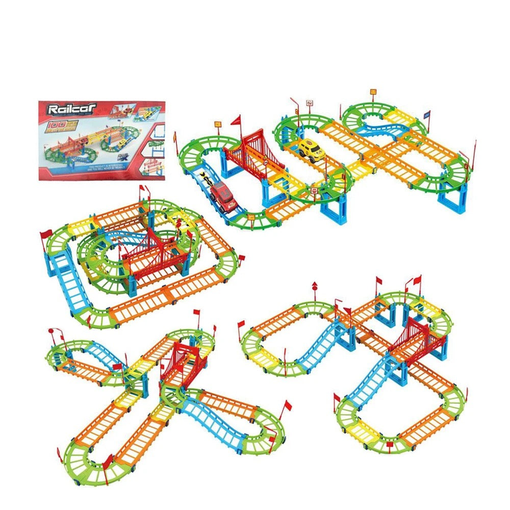 Colorful 90-Piece Jeep Track Set