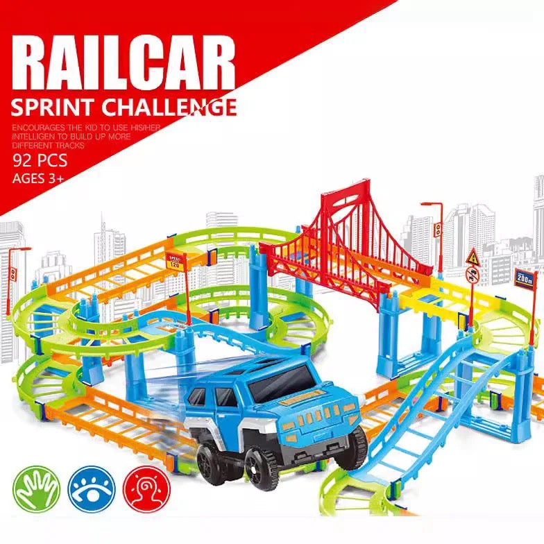 Colorful 90-Piece Jeep Track Set