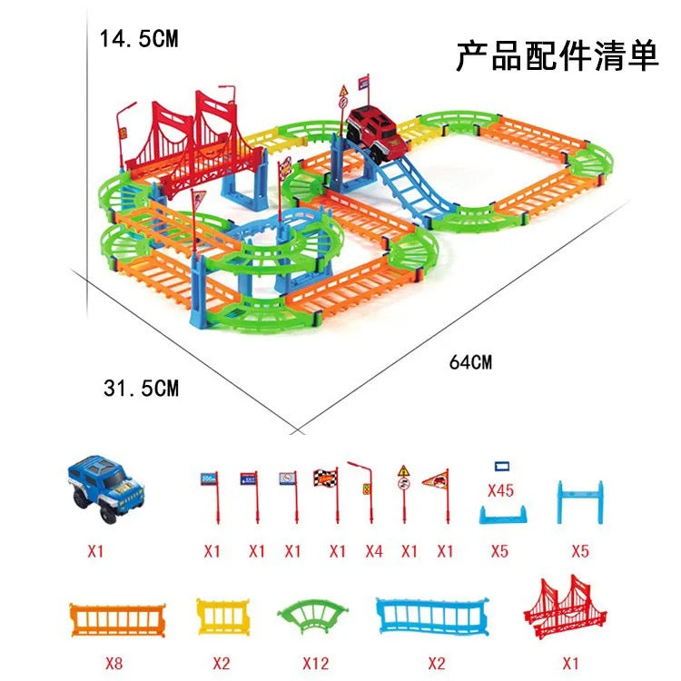 Colorful 90-Piece Jeep Track Set