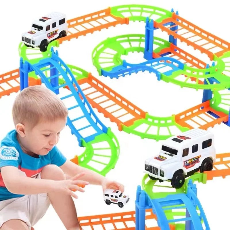 Colorful 90-Piece Jeep Track Set