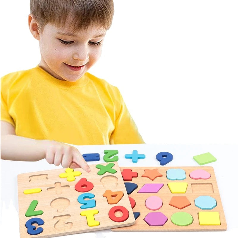 Wooden Shapes for Kids - Early Development Set (16 Shapes)