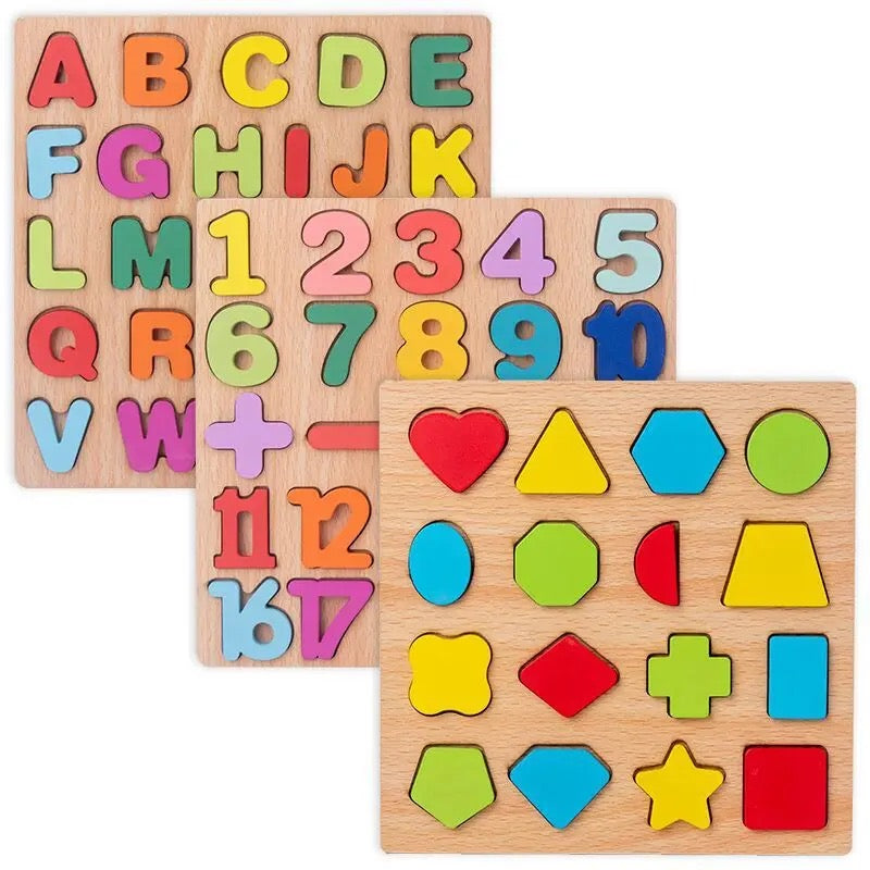 Wooden Shapes for Kids - Early Development Set (16 Shapes)