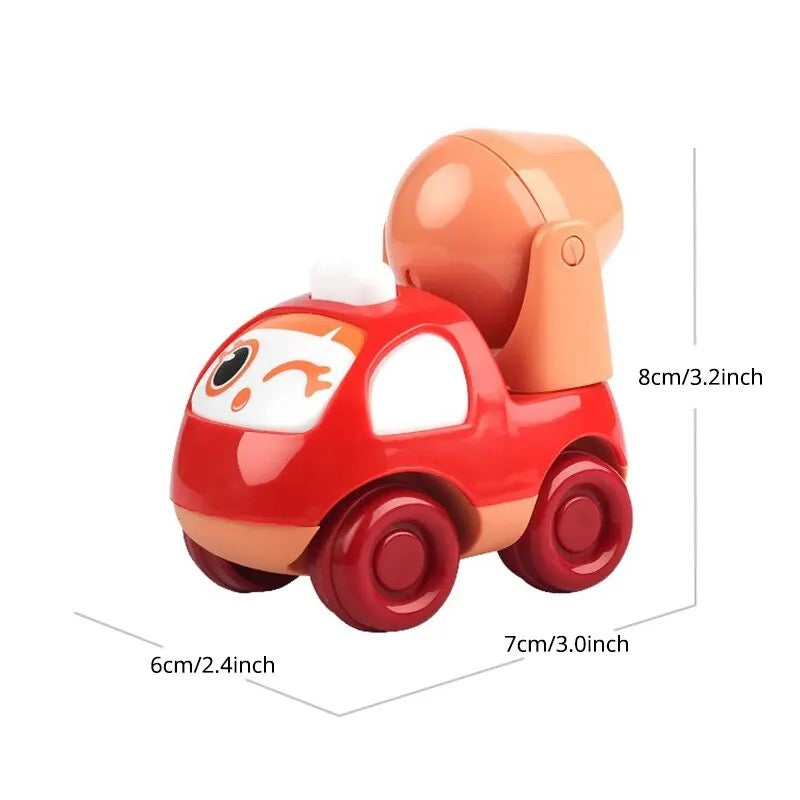 Pack of 4 Mini Cartoon Cars – Inertia Cars with Fun Accessories