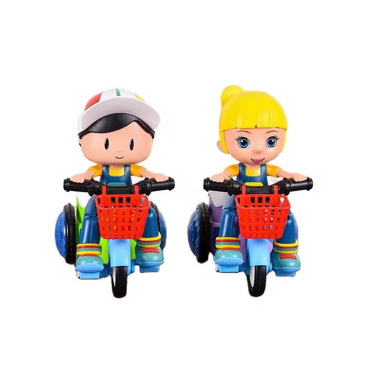 Kids' Stunt Bicycle with LED Lights, Music & 360° Rotation – Electric Robot Bike