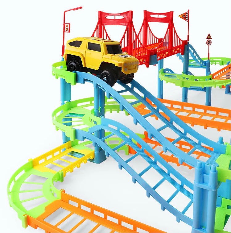Colorful 90-Piece Jeep Track Set