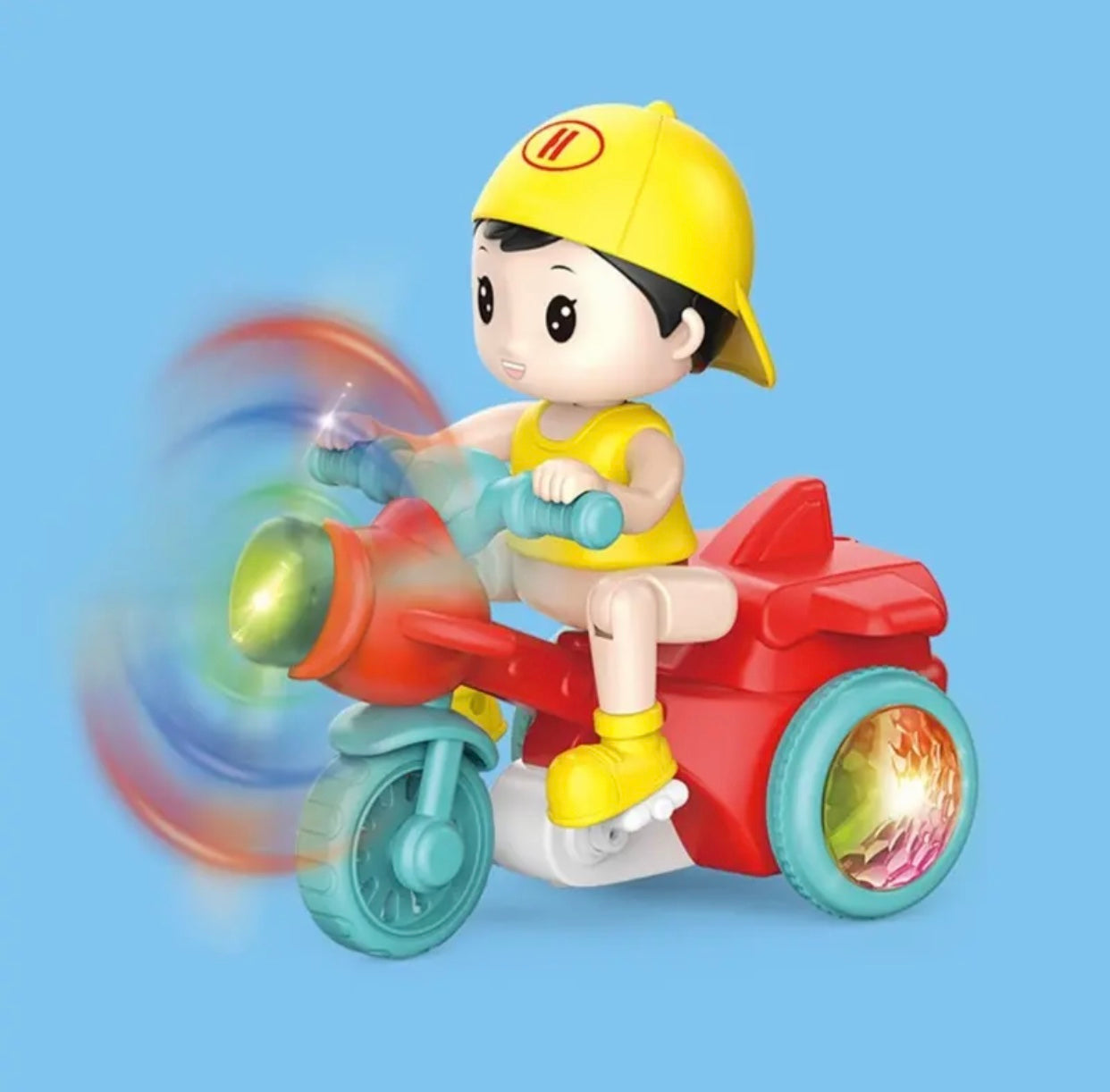 Kids' Stunt Bicycle with LED Lights, Music & 360° Rotation – Electric Robot Bike