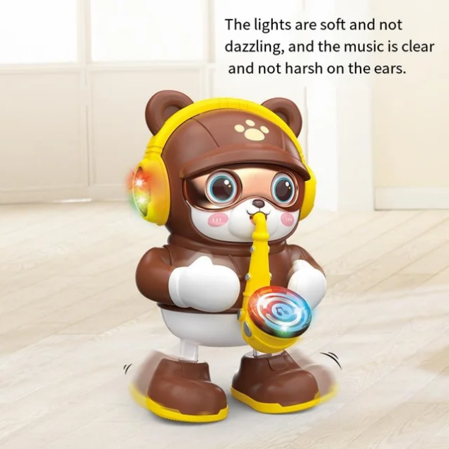 Saxophone Bear with Light &amp; Music – Swinging Musical Bear Toy