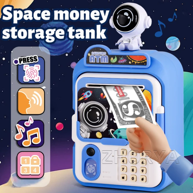 ATM Money Saving Box for Kids – Music, Fingerprint & Password Security