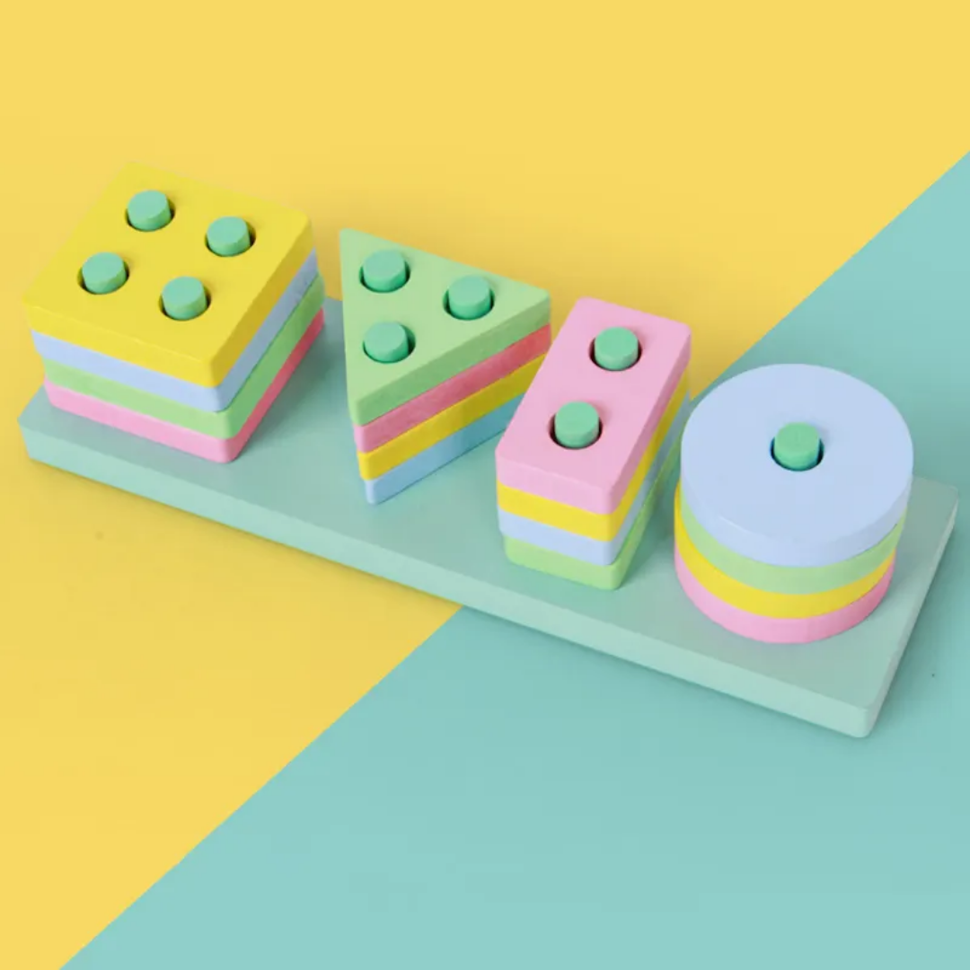 Wooden Puzzle Shape Sorter Toys for Toddlers – Montessori Stacking Educational Learning Toys for Kids Ages 1 2 3